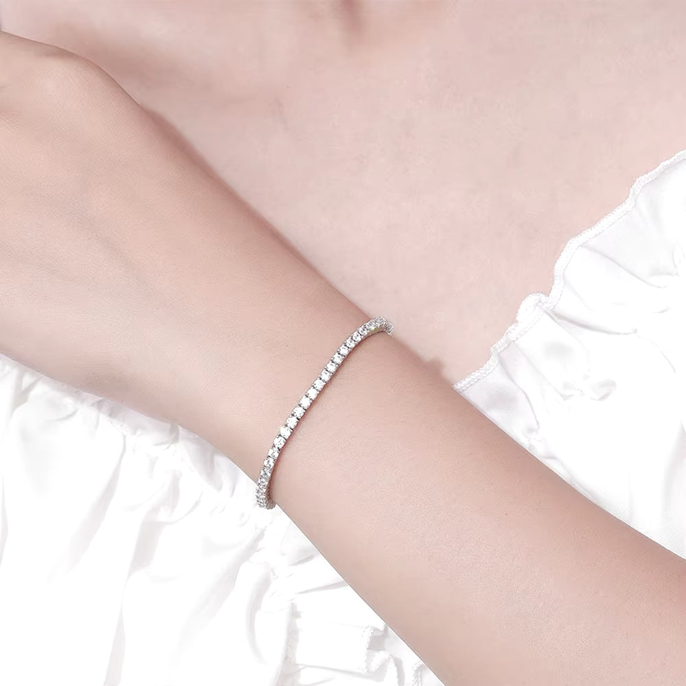 Hip Hop Rock 925 Sterling Silver 2.5MM Created Moissanite Gemstone Tennis Chain Bracelets for Men and Women Wholesale