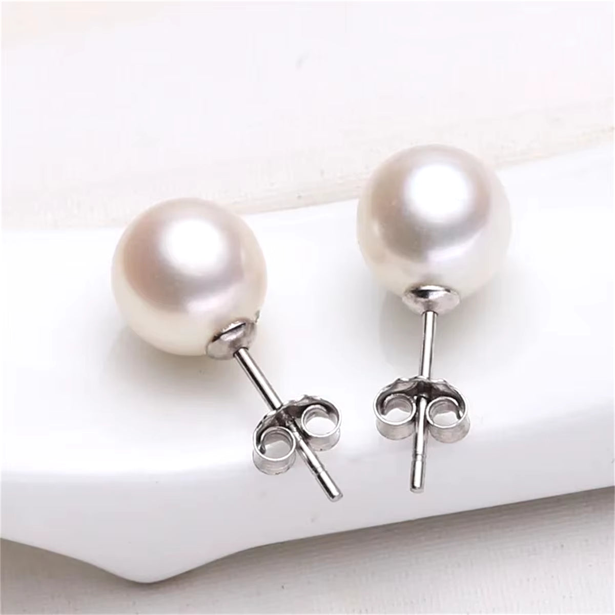 925 Sterling Silver 6Mm/8Mm/10Mm Freshwater Cultured Pearl Button Ball Stud Earrings for Women as Best Gifts Jewerly